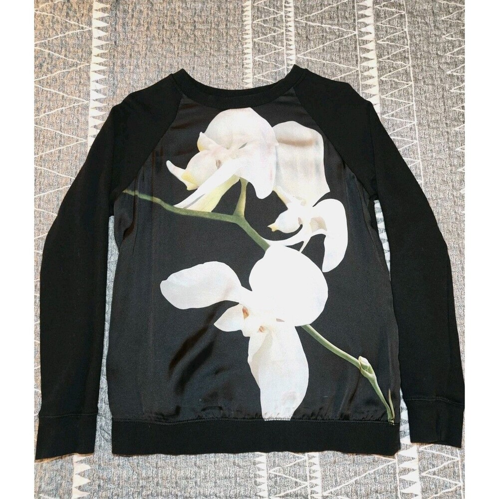 Altuzarra Womens Silk Black Floral Long Sleeve Tunic Blouse Top - Size MEDIUM